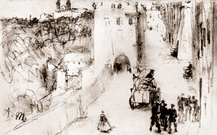  Adolpyh Von Menzel —— 老屋前的街路和马车